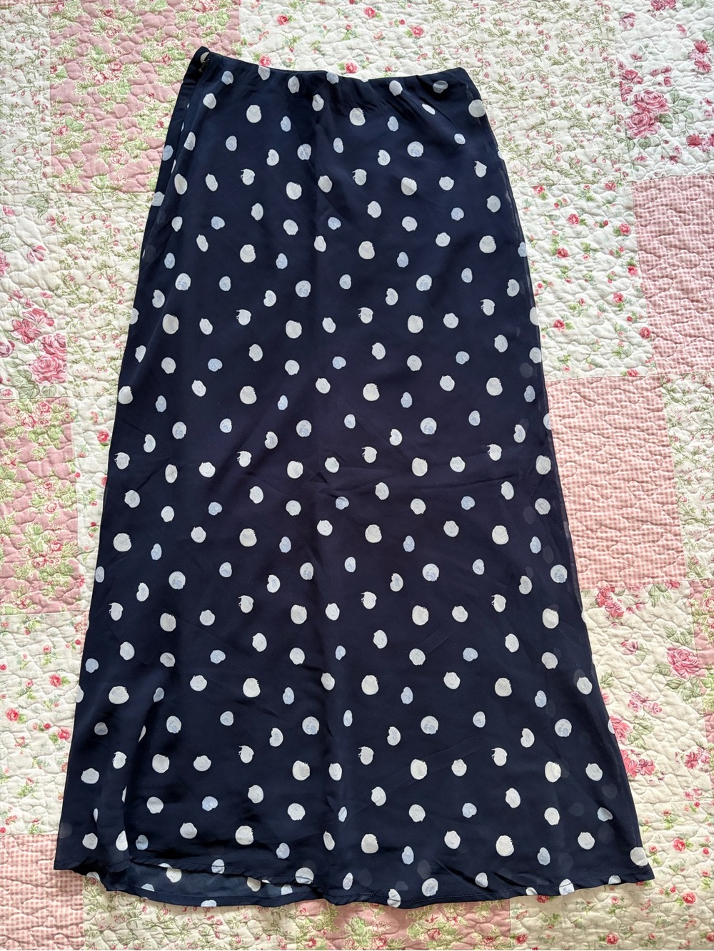 Abercrombie & Fitch Women's Navy Polka Dot Maxi Skirt